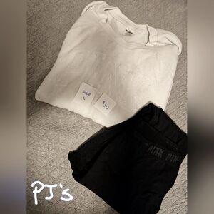 PINK Victoria's Secret Women's Pajama Set - White and Black